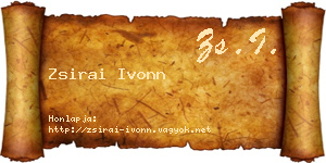 Zsirai Ivonn névjegykártya